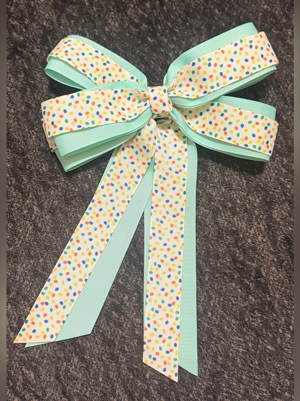 Kids Polka Dot Mint Hair Bow